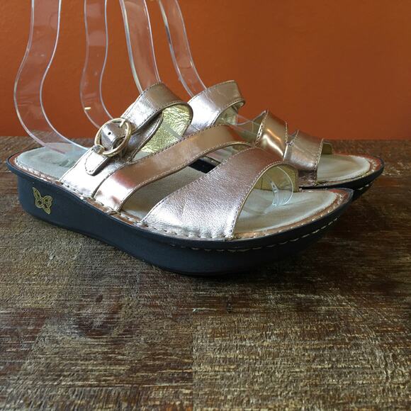 Alegria Colette Strap Sandal Womens 38 7.5-8 Rose Gold Leather Metallic Classic - Picture 3 of 10